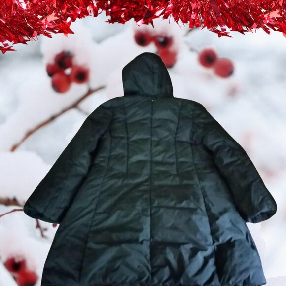 Tahari Black Quilted Hooded Winter Coat - Picture 3 of 8